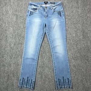 Jones New York Madison Slim Ankle Jeans Light Wash Embroidered Hem JCMMFU8263 10